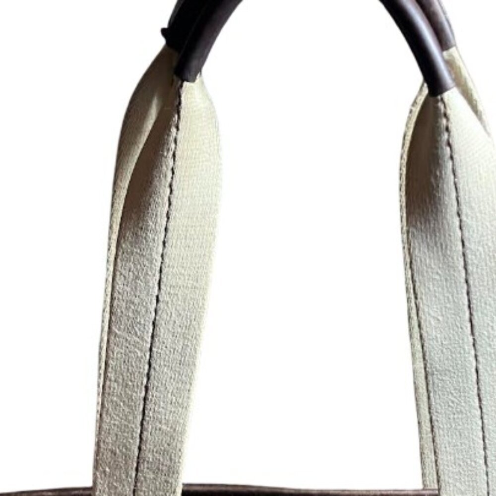 Coach Brown Signature Coated Canvas Leather Heritage Stripe Vintage Tote EUC - Picture 8 of 14